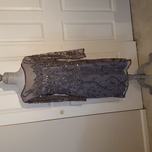 Pisarro Nights Long Sleeve Beaded Sequined Dress Size 12